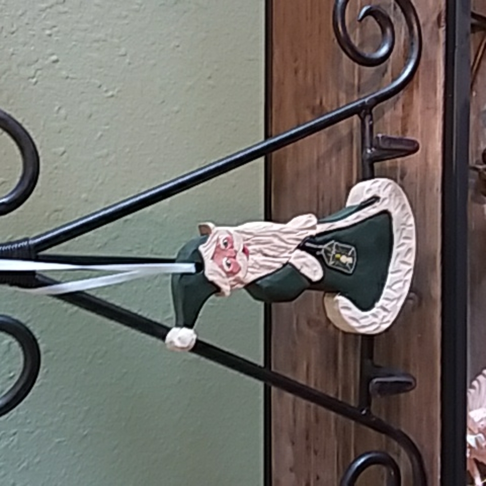 Carved Wooden Santa Ornament